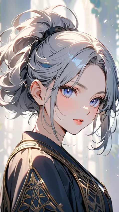 One Womans Bust Up 　Upper body
Dynamic pose

Age/gender：Age 25 / women
Hair ：Pale silver color、Shine like moonlight。
Hairstyle：Shoulder-length wavy hair、Sometimes ties hair up。
Eyebrows/eyelashes：Thin and naturally arched eyebrows、Long eyelashes。
eye：Large...