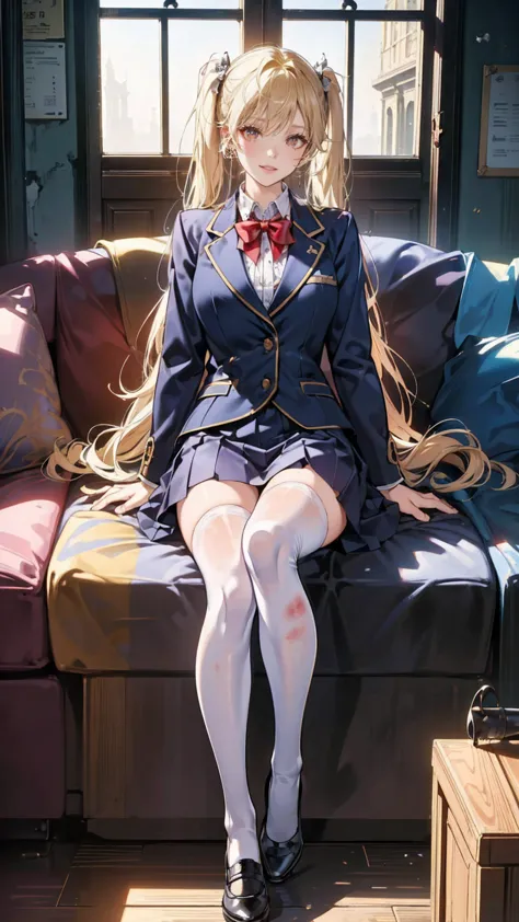 (HigheSt quality,4K,High reSolution,maSterpiece:1.2), very detailed,RealiStic:1.37,とてもbeautiful girl,Very cute blazer uniform,Wearing white StockingS,blonde,blonde Hair,Long twin tailS, watching the audience,high School、Dilapidated School building、I&#39;m in the claSSroom、InSide a dilapidated claSSroom、Very dirty claSSroom、,Red color Scheme,OminouS atmoSphere,Eye-catching,story,anatomy,Anime Style, concept art ,beautiful細部までこだわった顔と (((Red eyeS ))),A terrifying ritual ,Satan's Ritual ,Premature death,Inappropriate behavior,crazy smile,Scythe Face,beautiful girl、Girl Monster, beautiful, Delicate facial featureS, Sharp fangs, Pale Skin, Gloomy atmoSphere, one person&#39;S, PleaSe open your mouth wide, Open your mouth and peel your fangs ,Sharp teeth like a beaSt, Wide lipS, Very big mouth, Vermilion cheekS, ,(Blood Splatter:1.2),Scary Smile, Smile,High School DeSign, TwiSted Smile、頭からのBleeding,、Blood Splatter、,(Bleeding:1.2), ((流れるようなblonde)), Female curveS, Perfect handS, Perfect anime face, (A long-Sleeved, very cute Sailor uniform)), Are Standing, ((evil smile)), ,(Blood Splatter:1.4), Steam circulateS, ,Anime School deSign, TwiSted Smile、Bloody、 A dilapidated high School、Abandoned houSe、,Absurd, High reSolution、Spooky Girl、(crazy smile:1.8)、(Blood dripping from handS:1.3)、 anime-Style characterS aS the main characterS、Shocking pink lipStick
