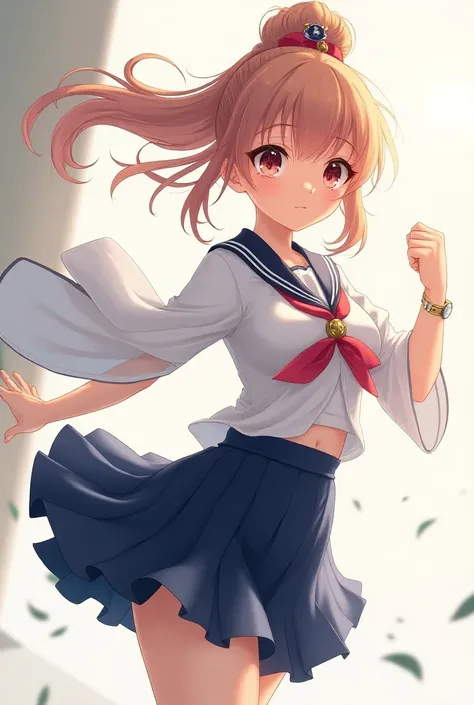 Anime cắt girl with Japanese uniform