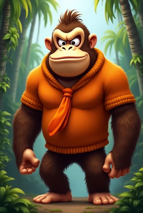 Donkey kong wearing orange turtleneck