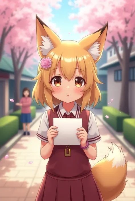 Anime high-school fox girl received love-letter