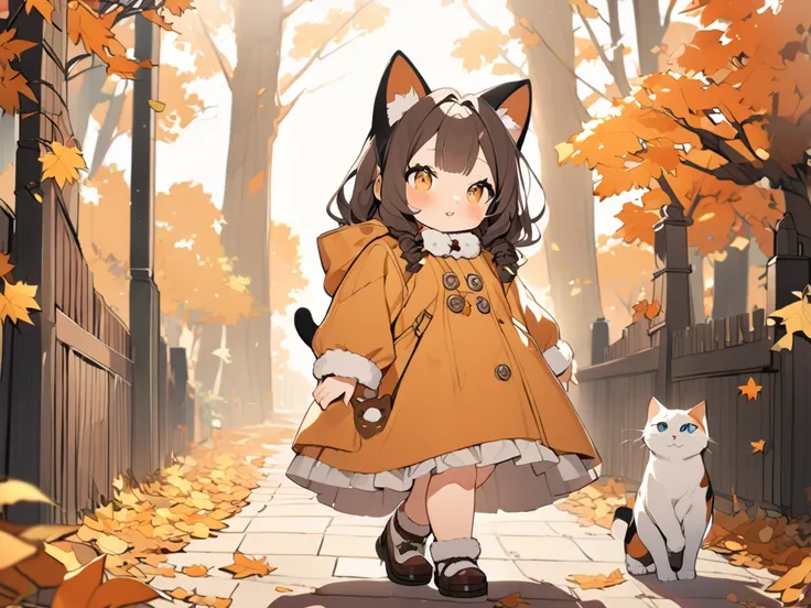 Three-haired cat, Adorable, Autumn Walk