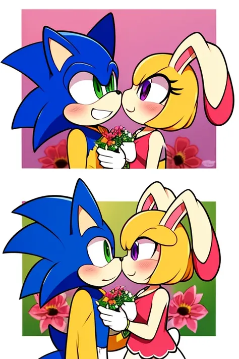 Male human amirhossein ajorloo with mode of flowers give to sara rabbit sara rabbit face blush sara rabbit get beautiful flowers sara rabbit kiss male human amirhossein ajorloo sonicfurry style 