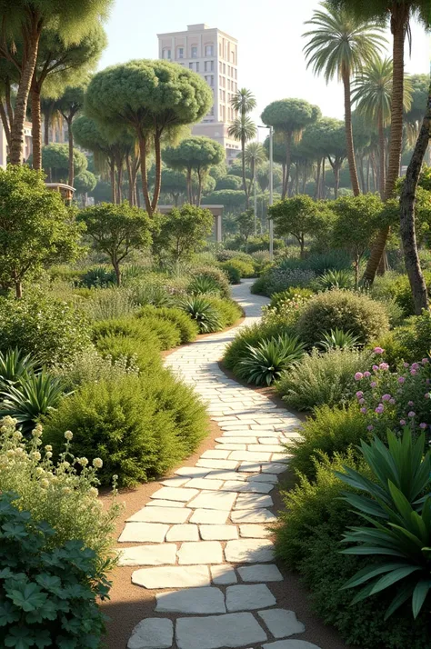 un parc hybride qui associe plantations locales avec des espaces cultiver par les habitants a Valence