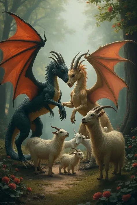 Dragons and goats give birth to baby dragons