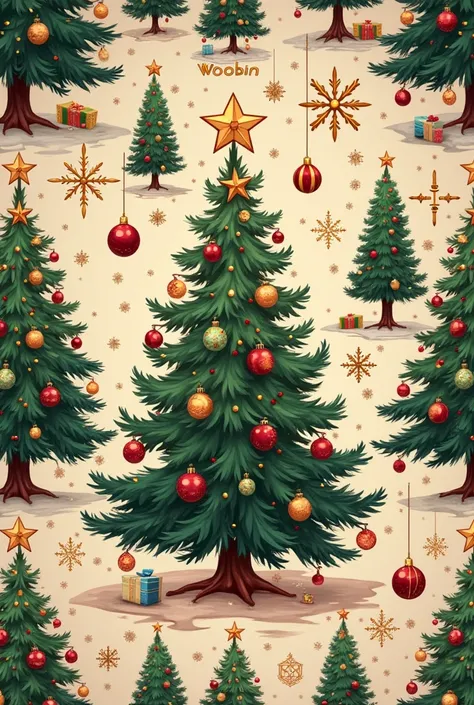 Christmas tree pattern with the first name woo-bin 