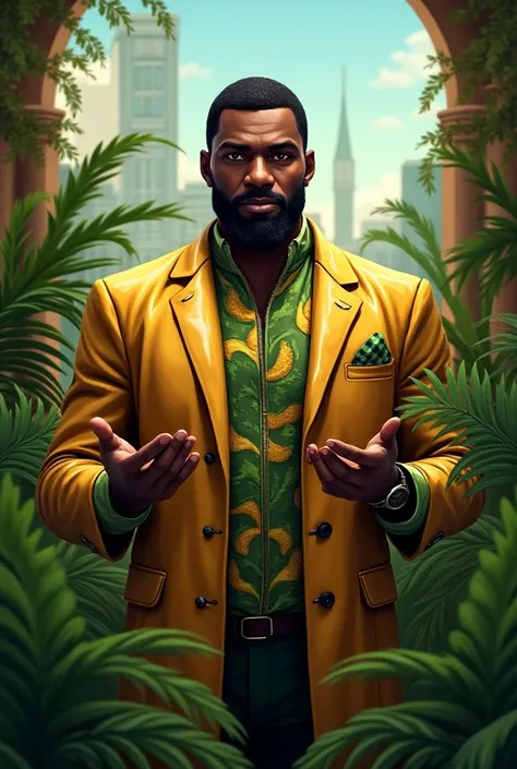 Create a reinterpretation of the card of the character represented as an ambassador from the game Coup, replacing the character with Brazils main black figure