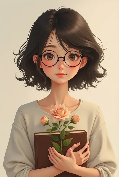 Round face with glasses to match your unique look.
A gentle, introspective expression that captures your love for meaningful, deep connections.
Soft, expressive eyes to show your romantic side and thoughtful personality.
Simple but flowing hairstyle that h...