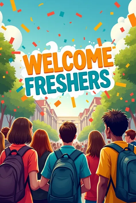 Make a  Welcome banner for the freshers in freshers part banner 🎋