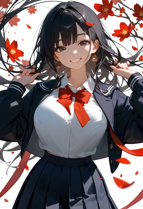  score_9, score_8_up, score_7_up,Best Quality,  Details,  1 beautiful 18 year old girl ,ＪＫ,slim,(black_length_hair,Straight_前hair),(Wearing school uniform:1.2),(perfect anatomy),(smile,I was hugged),Big Breasts