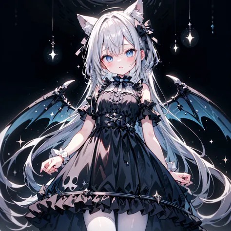  Best Details 、cute gothic fashion,1girl,(((The best composition、Best Quality、 masterpiece、Super detailed、 high definition)))、 Cute Gothic Fashion 、black、blackい大きなワークキャップ、Ingenious Gothic Lolita 、 Milky White and Light Blue Gradation Hair Color、Star Fairy、...