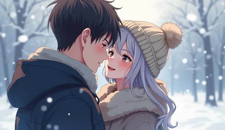  Winter Kiss
one girl 、 Blushing ,  simple background,  close your mouth,  cowboy shots, action painting, Silver Hair, Smiley High Quality , chest,  Blushing , Light blush, Winter Scenery、Knitted hat,  anime style, Soft Light,  Illustration,  Hi-Res,  Hi-R...