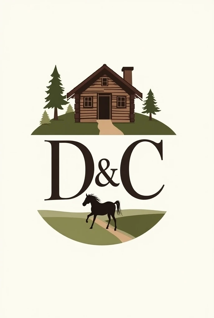  Logo of a horse cabin with the initials D , C and horses