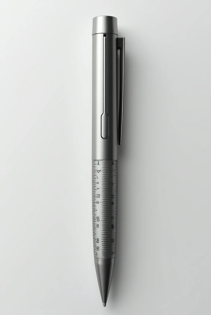 Draw me a blueprint design of  a sleek rollerball pen combined with  ruler 