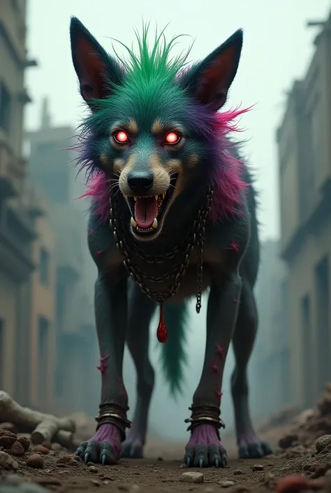 Punk haired zombie dog