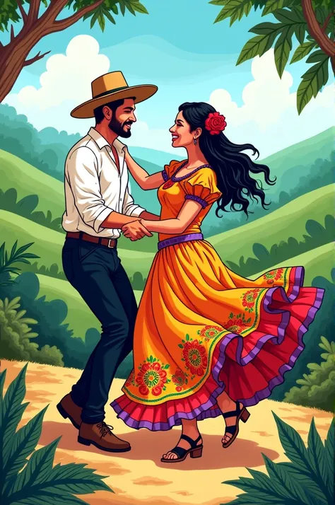 I need a coloring picture of two people dancing Joropo