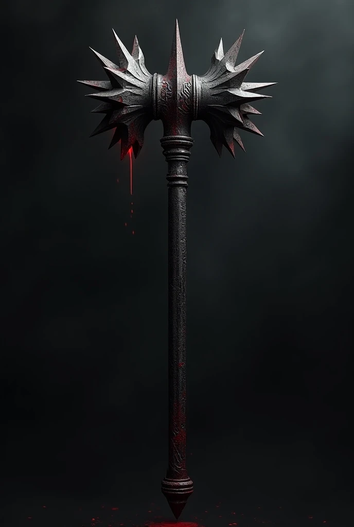 black gold mace with spike and blood 