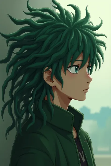 To the character Izuku Midoriya all calm with all her hair in dreadlocks