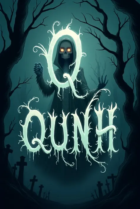 can you Draw stylized the word “Quỳnh” in halloween concept