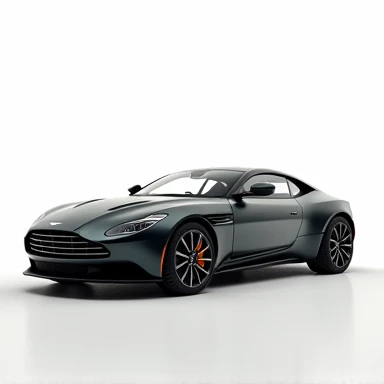 Generate an Aston Martin DB11 car photo， requires the front of the car facing to the left ， can fully show the side of the car，, but the background has no other superfluous information，Its a pure white background 