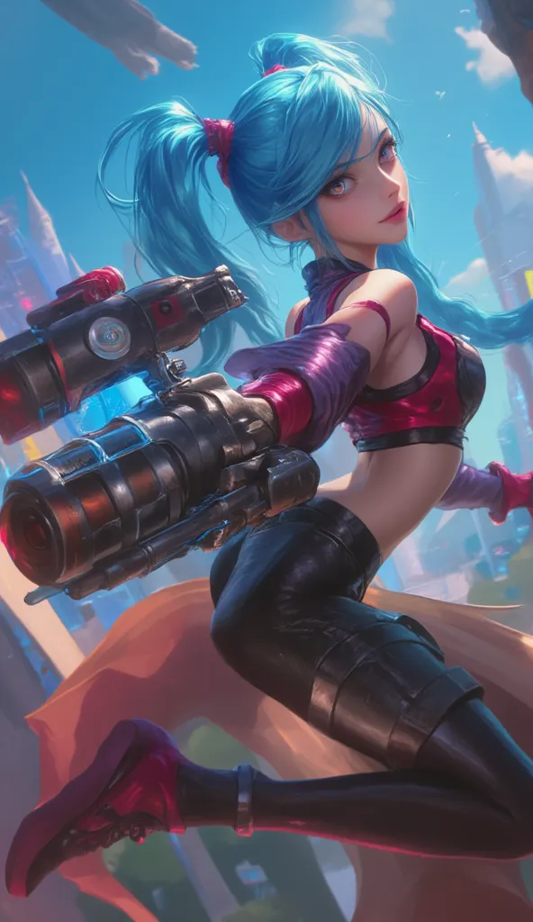 (best quality, very detailed depiction, incredible high resolution,high quality anime drawings),jinx,lol,league of legends,big w...