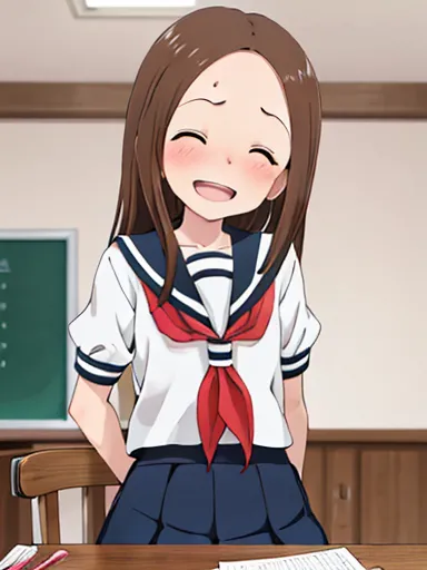 highest quality,high resolution、anime illustration style、takagi-san, one girl、closed mouth、smile、beautiful flower々park with bloo...