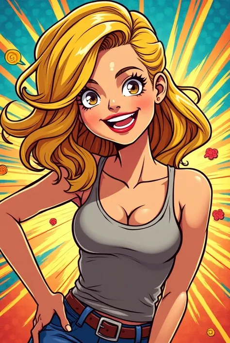 Generate a beautiful blonde comic girl 