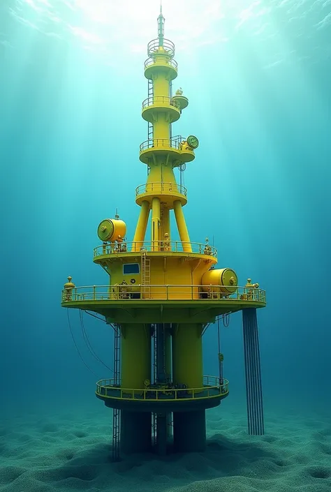  Submarine gas production tree , yellow color, placed on the seabed .  the background of the image must be transparent