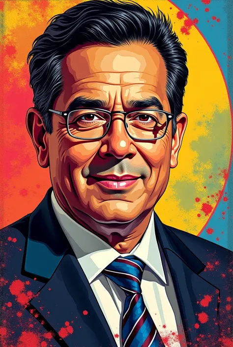 The president of Colombia Gustavo Petro with the red ear in pop art style