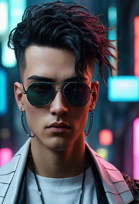 Change background cyberpunk handsome boy,8k ultra realistic