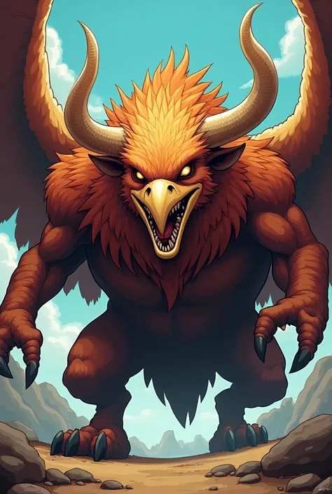 Ive combined an evil eagle and an evil bull 
To have a cartoon-style eagle head