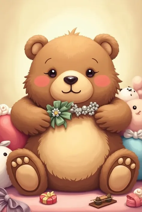 Illustration of a cute spoiled bear