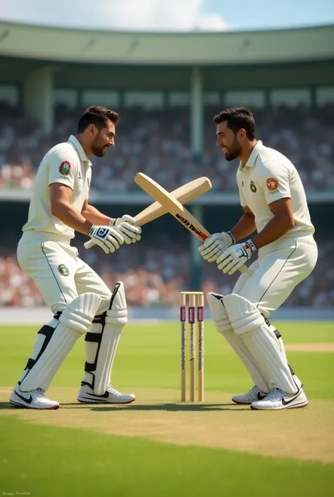 Lionel Messi and Christiano Ronaldo playing cricket