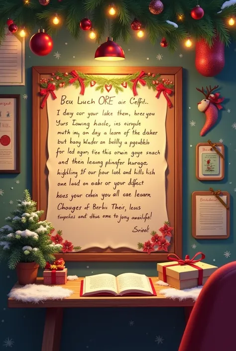 A Christmas notice with a written note that says Carla Vergara 3rd Grade