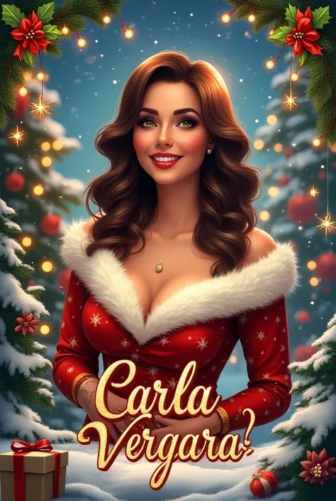 Create a Christmas poster with Carla Vergara written on it