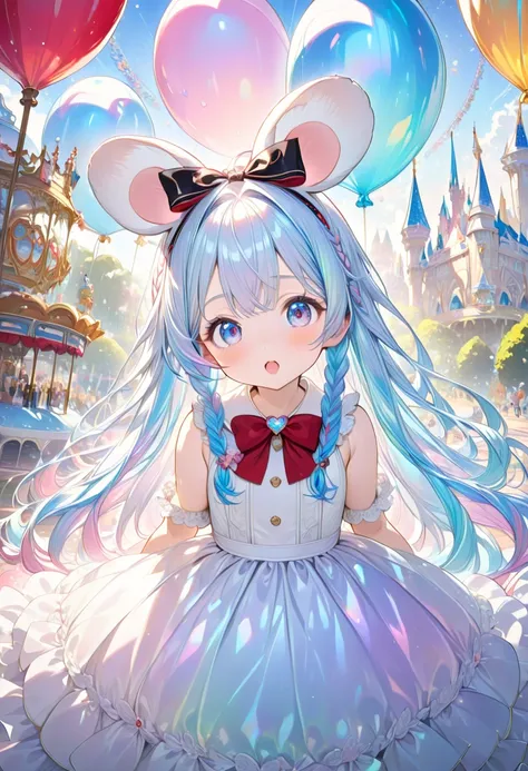 extremely detailed, (illustration, official art:1.1), 1 girl ,, ,(((( light blue long hair)))),light blue hair, ((iridescent hair,  half blue and half pink hair: 1.2)),, masterpiece, best quality, extremely detailed, (illustration, official art: 1.1), 1 gi...