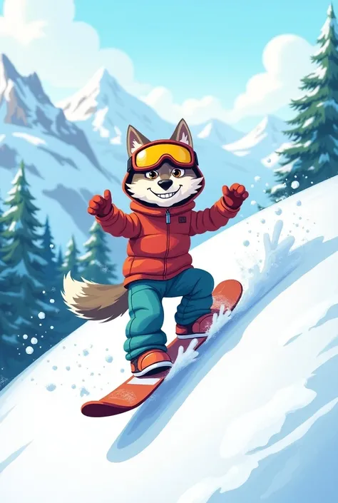  Cartoon wolf snowboarding, pictures for s  