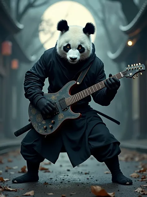 Ninja panda with guitar sword 