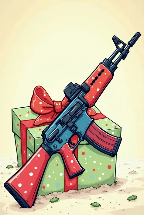 assault rifle in cartoon style gift wrap