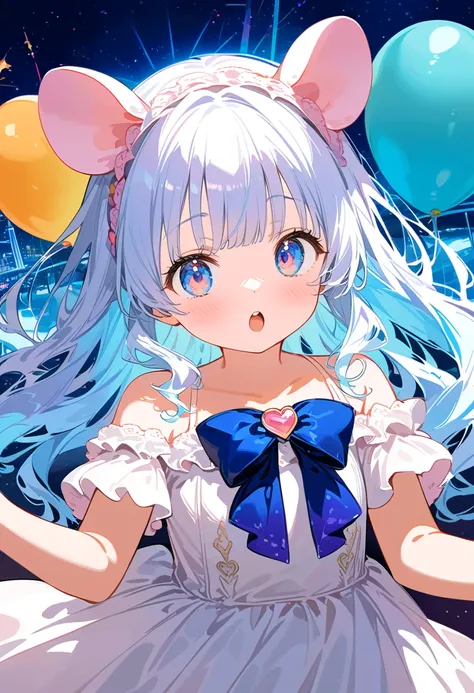 masterpiece, best quality, extremely detailed, (illustration, official art: 1.1), 1 girl, ((iridescent hair, half blue and half pink hair: 1.2)),, light blue hair,, long hair ((blush)) , cute face, big eyes, masterpiece, best quality, (((a very delicate an...