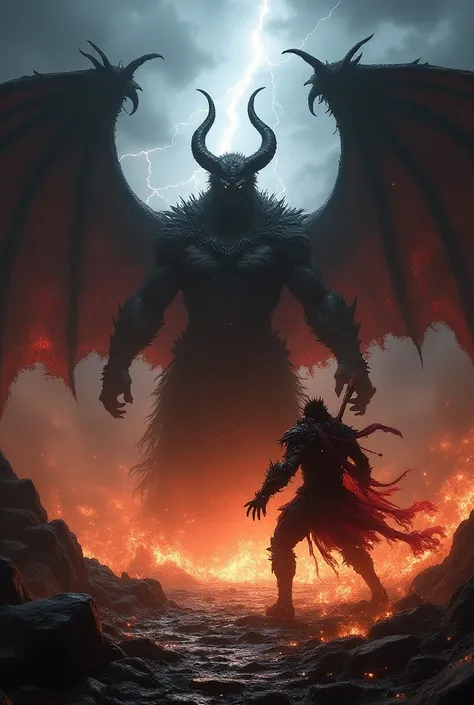 In a dark, ancient realm, the Demon King—ruler of all infernal forces—stands face-to-face with the legendary Demon Amperair, a fierce rival who wields unimaginable powers. With thunder cracking overhead, they charge at each other, unleashing waves of dark ...