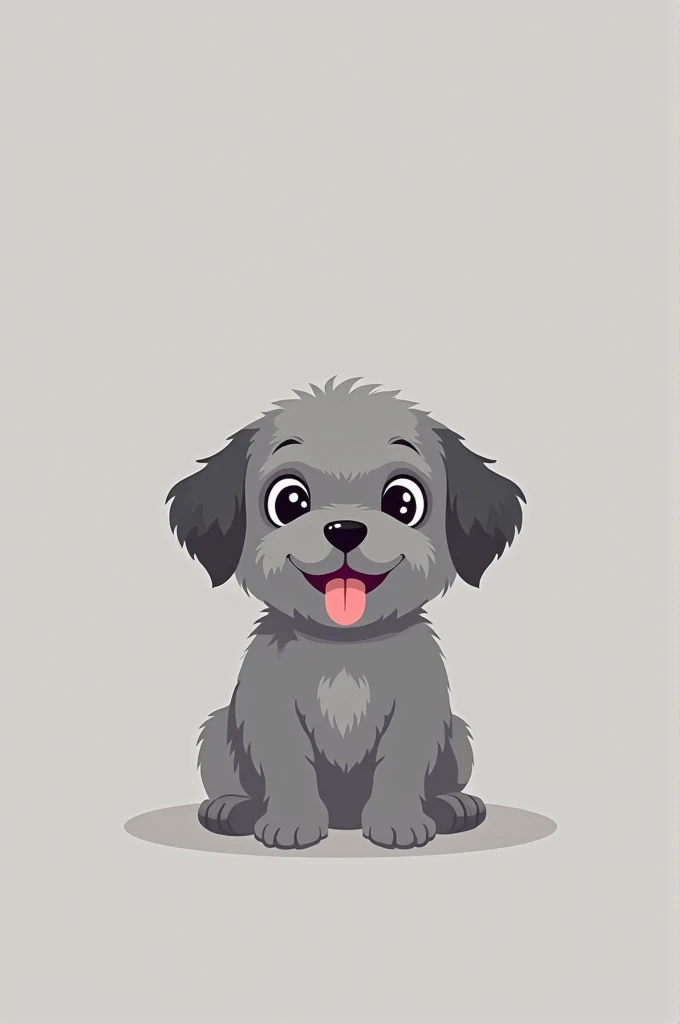 Minimalist gray vector image of Shih Tzu puppy with tongue sticking out 