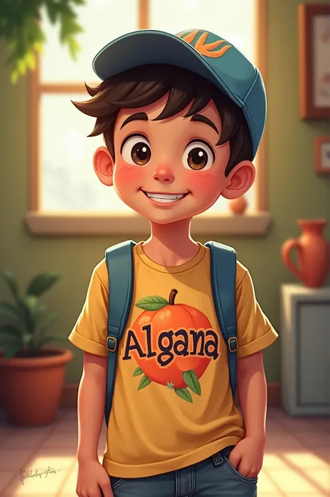  Boy wearing a t shirt name algama 