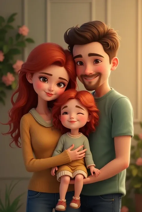 A couple with a girl with red hair and a boy with brown hair 