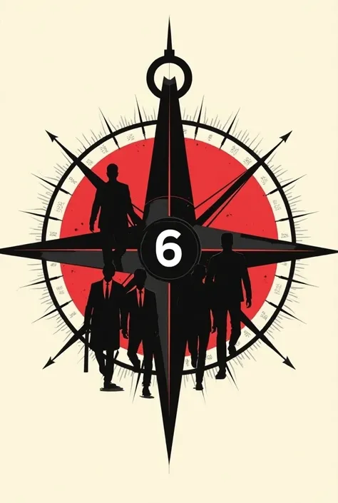 Black And red color number six compass with men add number 6
