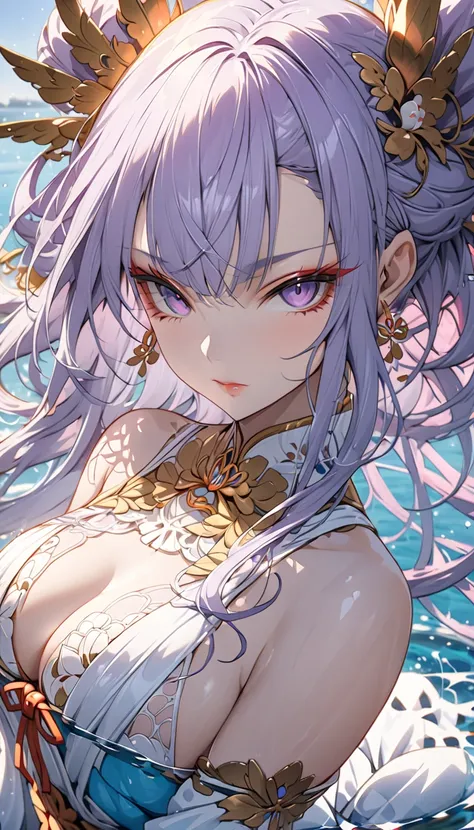 a close up of a woman in a bikini posing in front of a body of water, japanese goddess, beautiful alluring anime woman, anime goddess, seductive anime girl, beautiful goddess, a beautiful fantasy empress, 8k high quality detailed art, sexy girl, beautiful ...