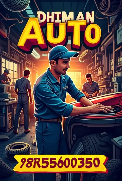 Auto repair poster with name Dhiman Auto repair Amargarh 
9855600360
