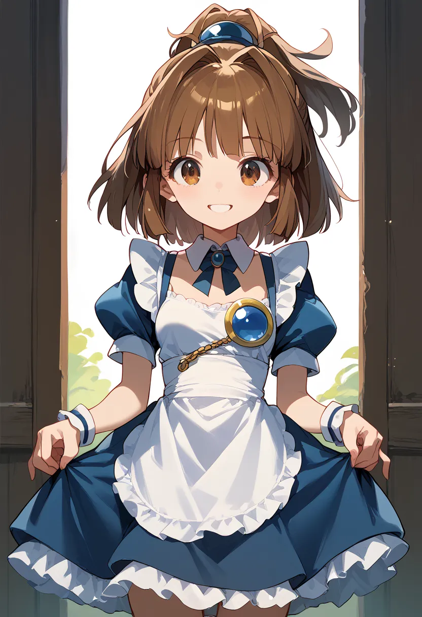 masterpiece, hi-res,best quality,8k
(arle nadja,petite,small breasts) maid clothes,smile