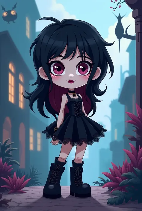 Cartoon, genérico cartoon, steven universe style, cute girl, cartoon, cartoon girl, goth girl, gothic, american cartoon