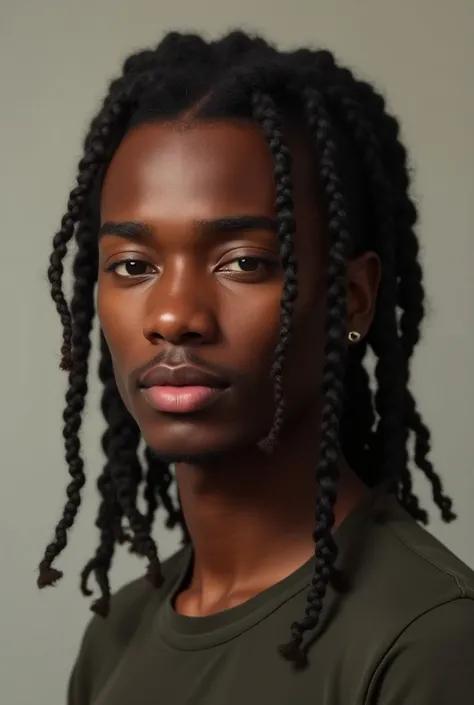 Realistic young black man with braids